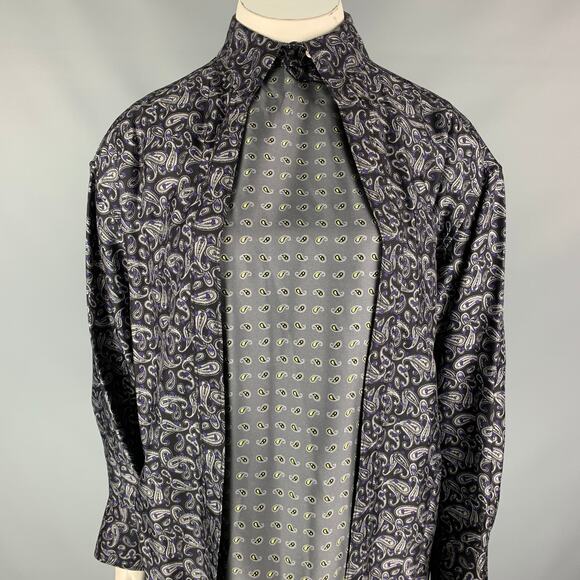 ALEXANDER WANG Size 10 Navy & Grey Paisley Silk Layered Shirt - Picture 2 of 6